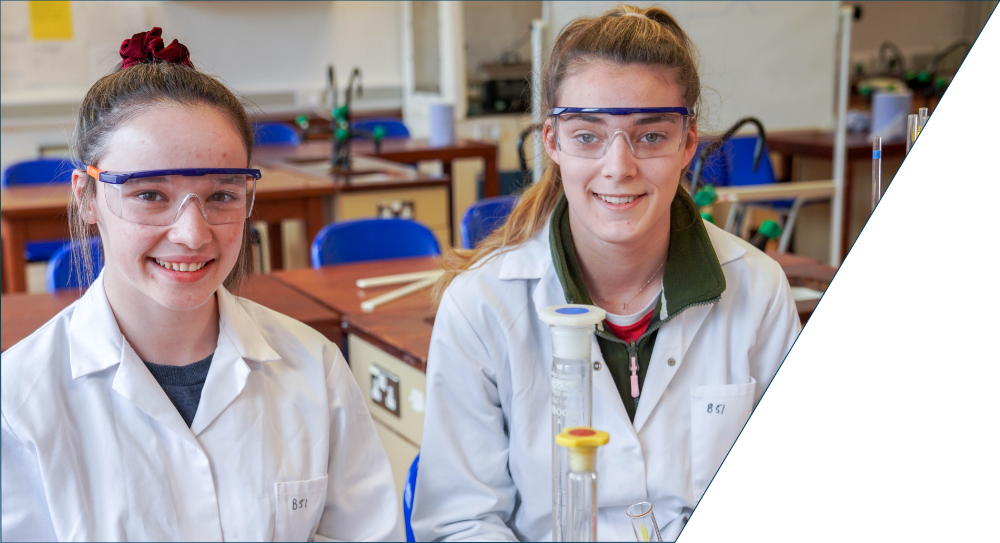 Two science students in a lab.