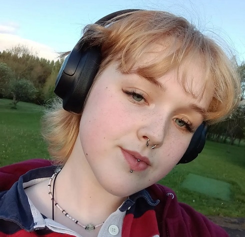 Female wearing headphones