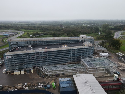 Aerial photo of the construction of Ballymena campus