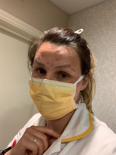Healthcare practice student with facemask