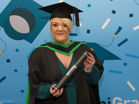 Female in graduation gown