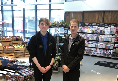 Two men in supermarket