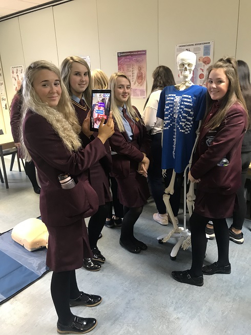 School pupils taking part in health and social care taster session