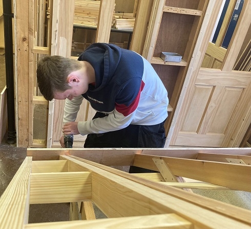 Male working in the carpentry workshop